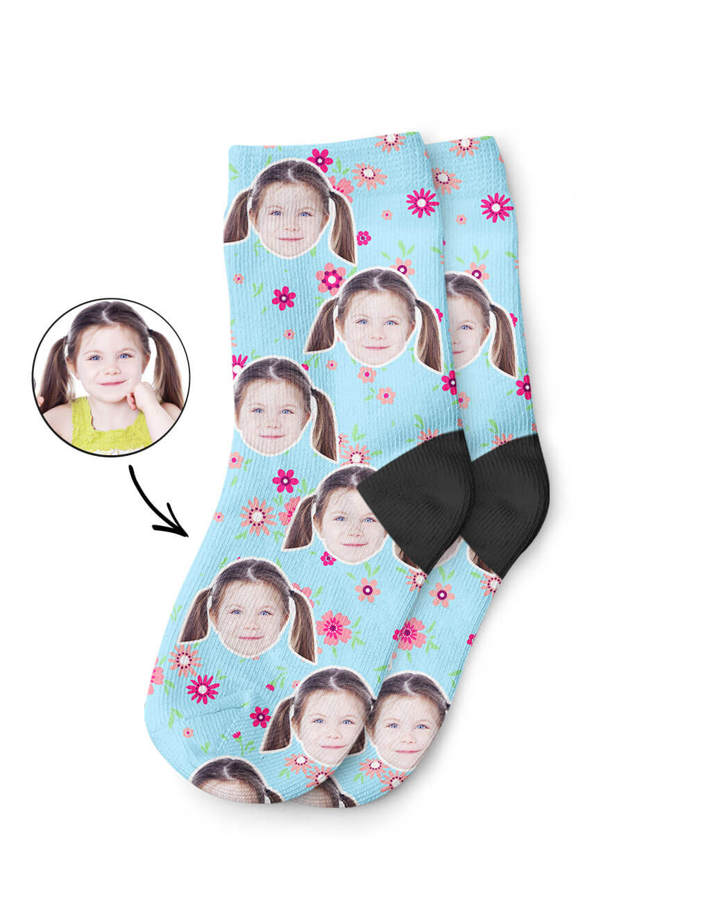 Flower Face Kids Photo Socks