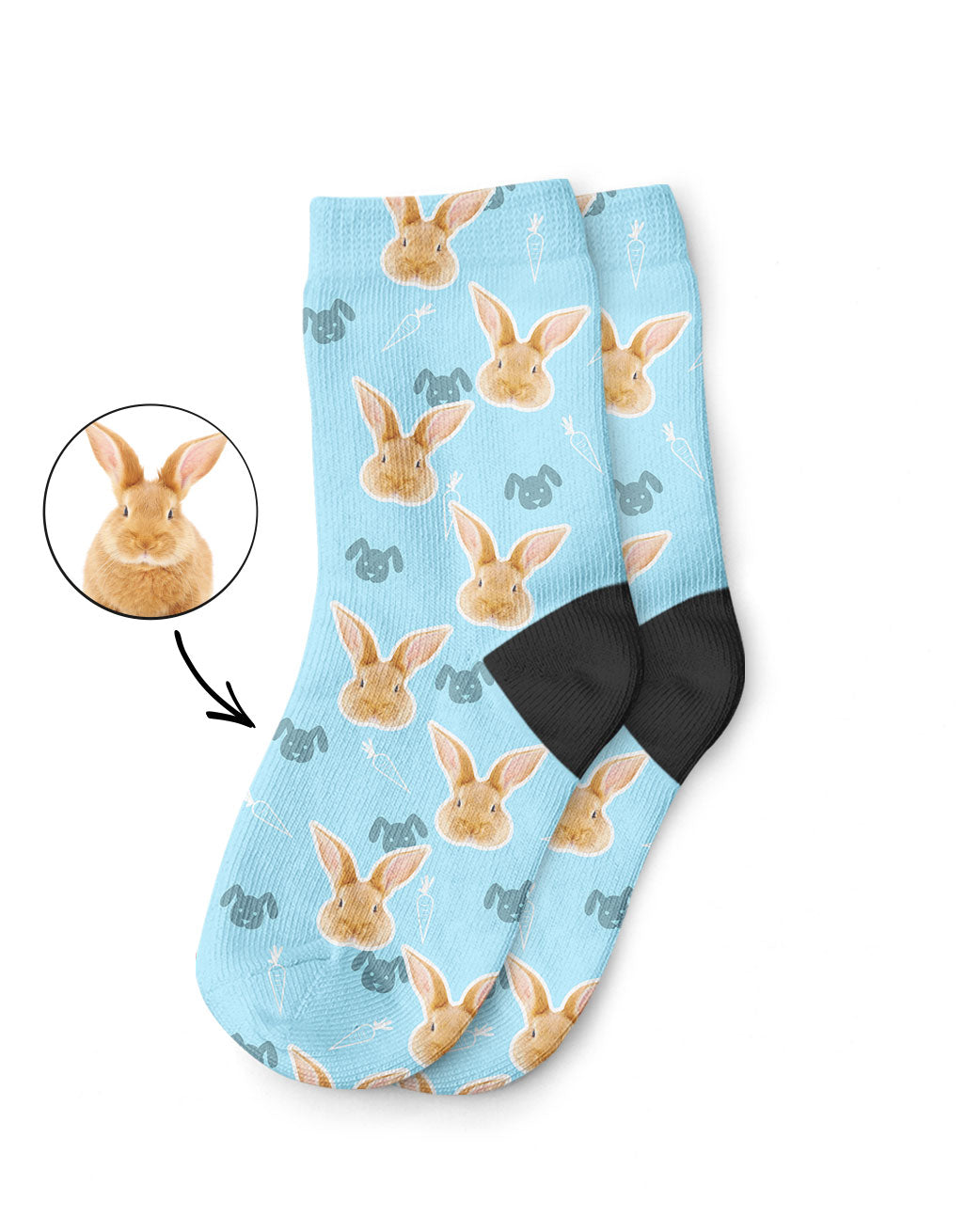 Your Rabbits Face on Kids Socks