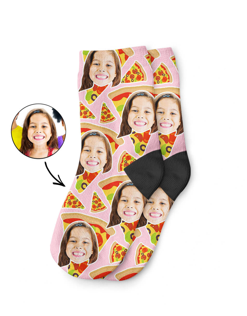 Pizza My Face Kids Photo Socks