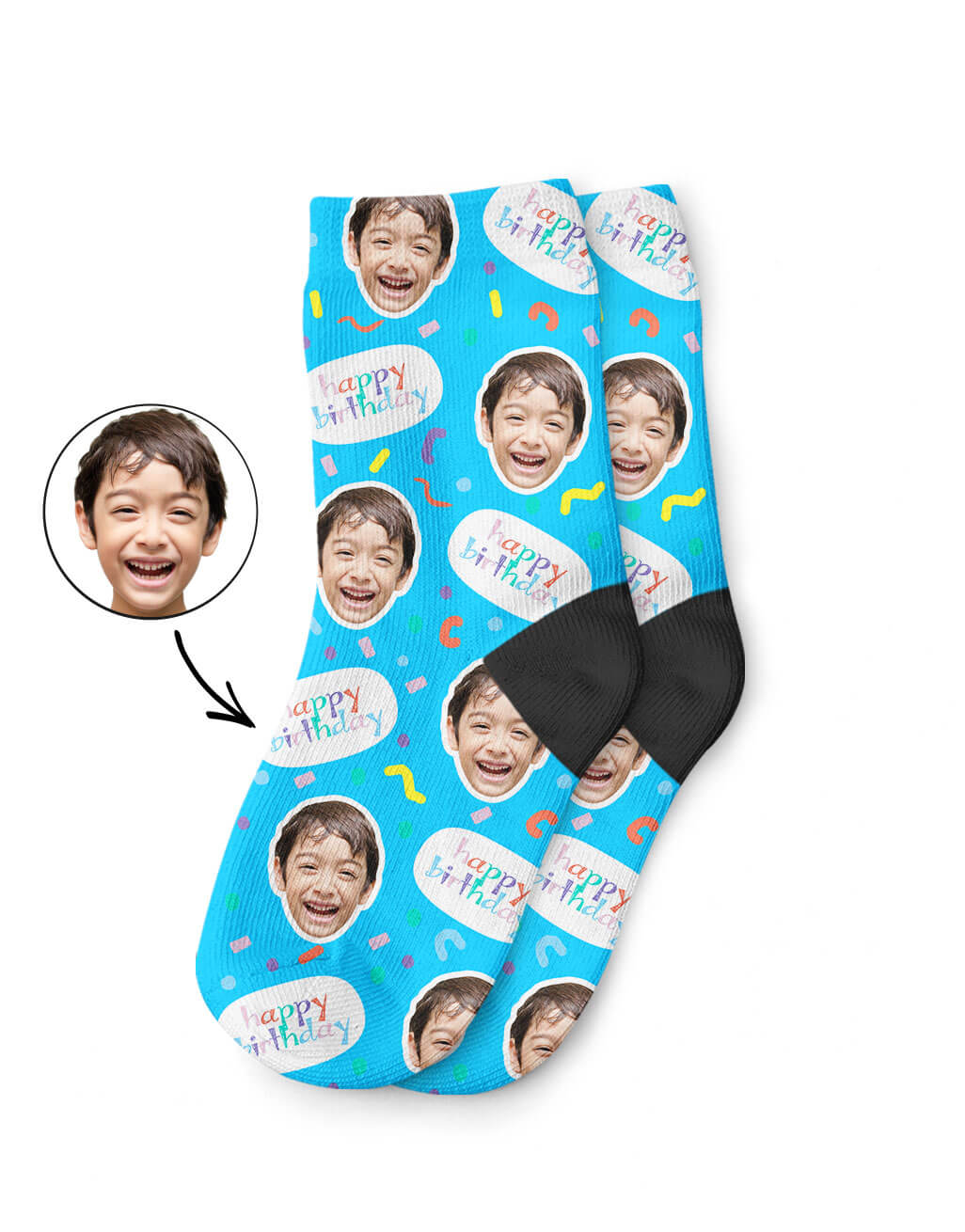 Happy Birthday Kids Socks With Photo On