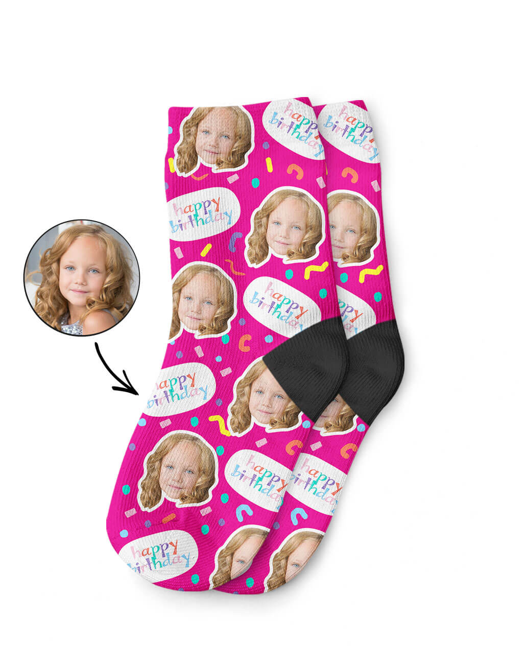 Pink Happy Birthday Kids Socks