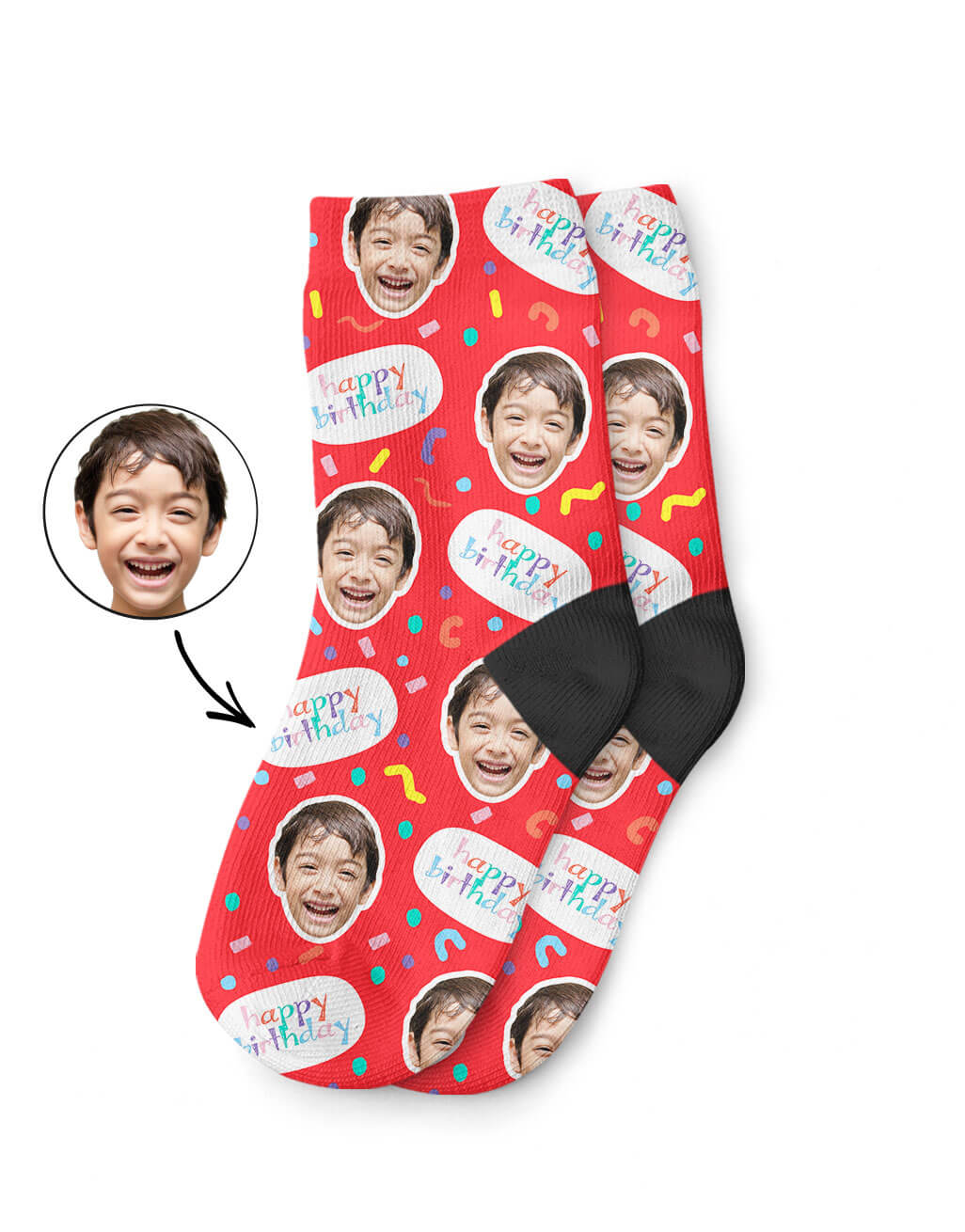 Red Happy Birthday Kids Socks