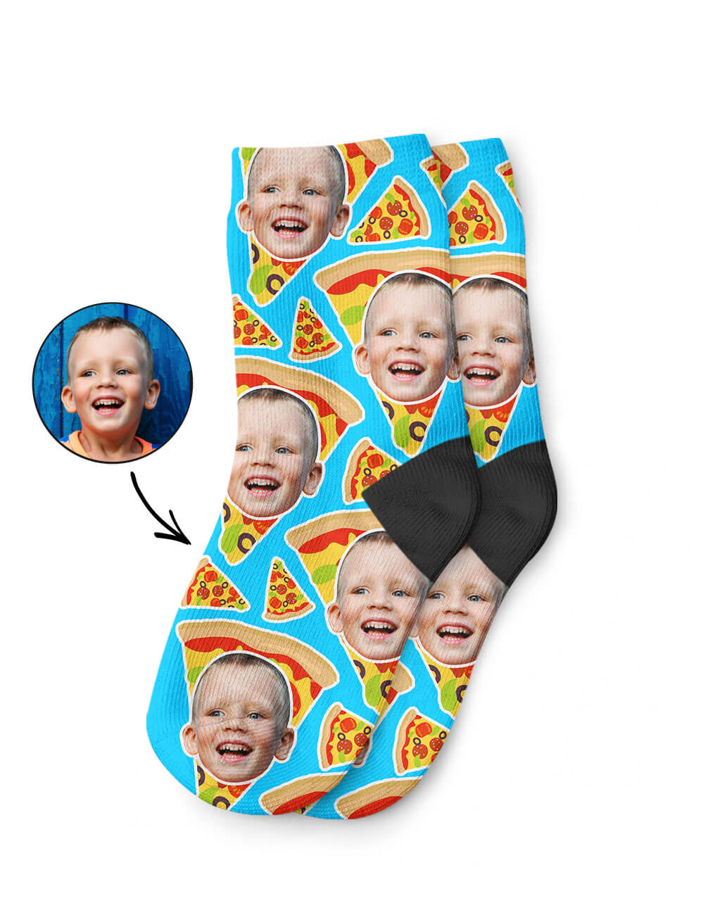 Pizza My Face Kids Face Socks