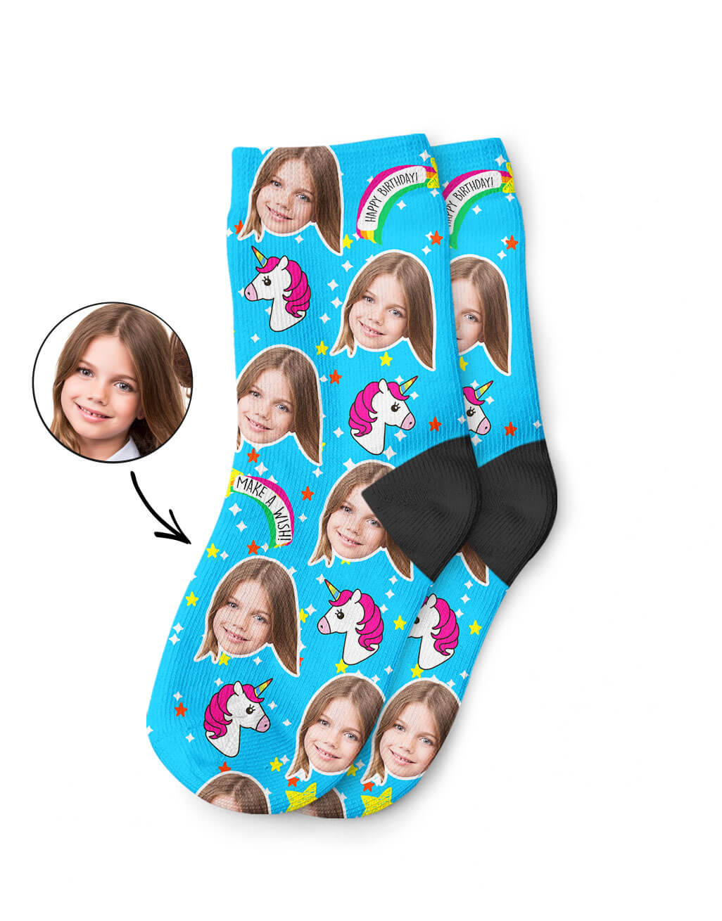 Unicorn Birthday Kids Face Socks