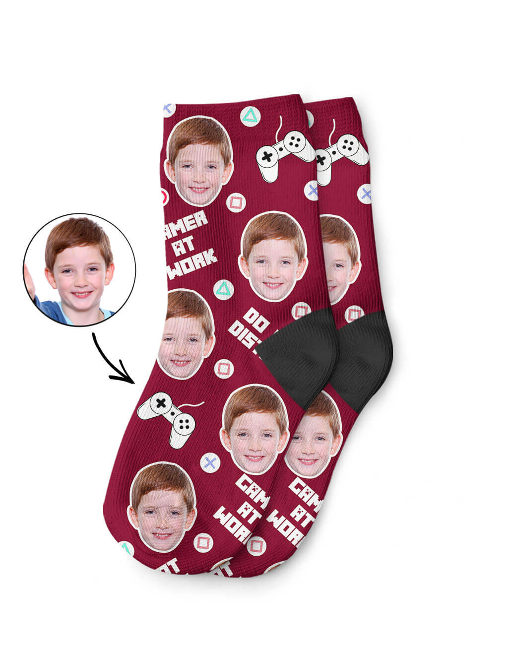 Custom Gamer Face Kids Socks