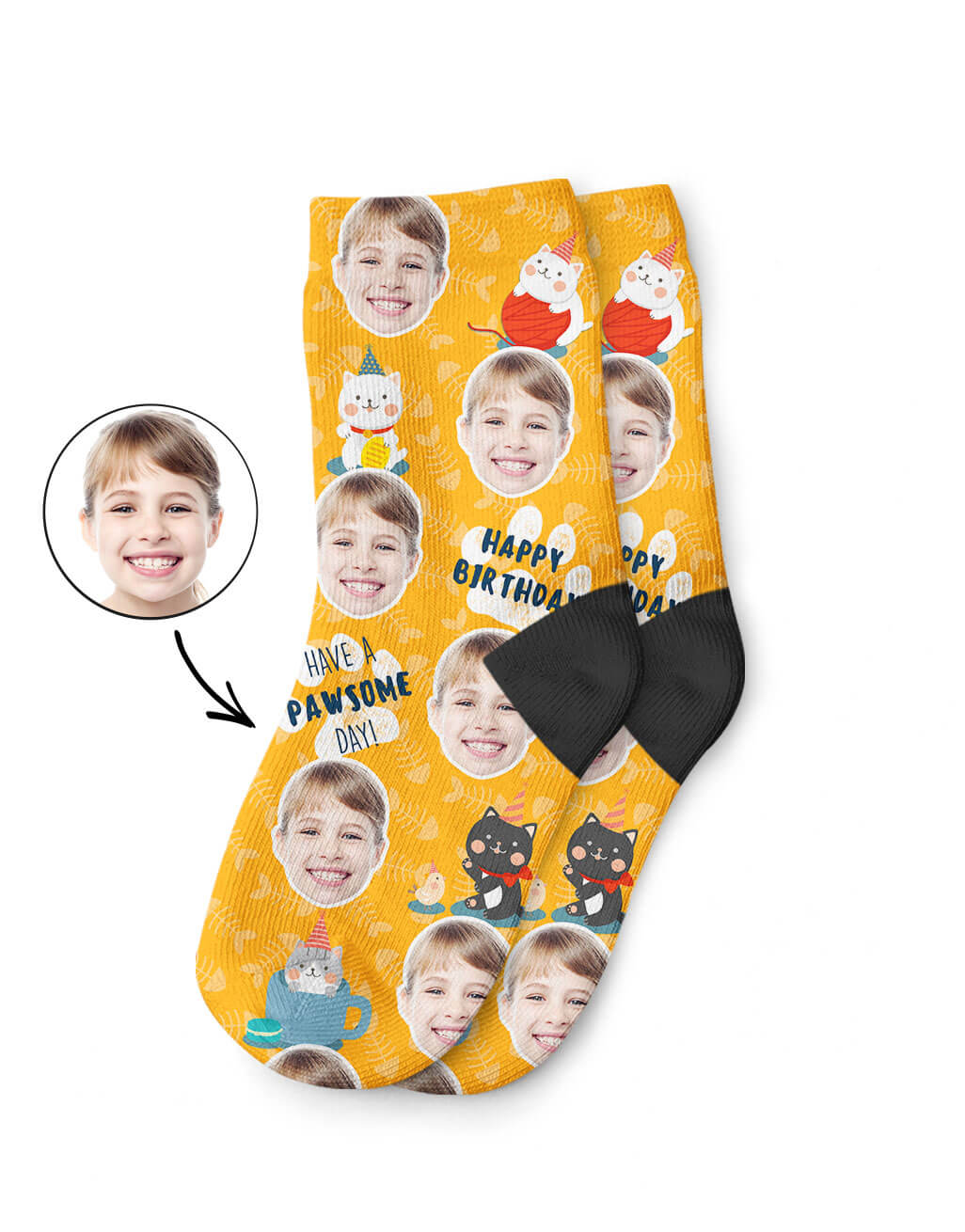 Custom Pawsome Birthday Kids Socks