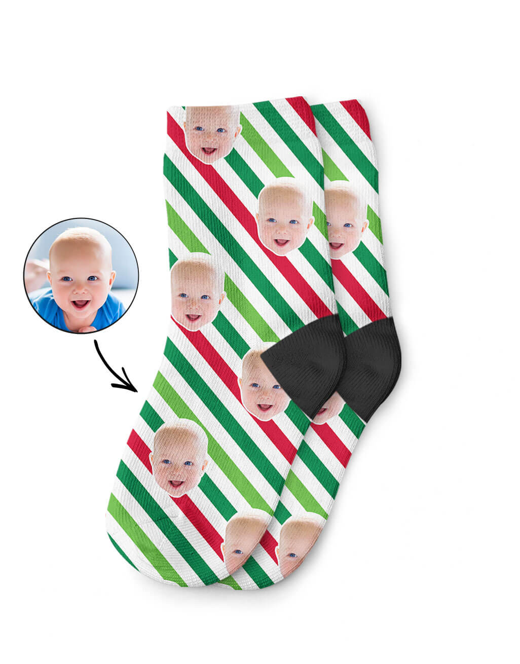 Custom Christmas Stripes Kids Socks