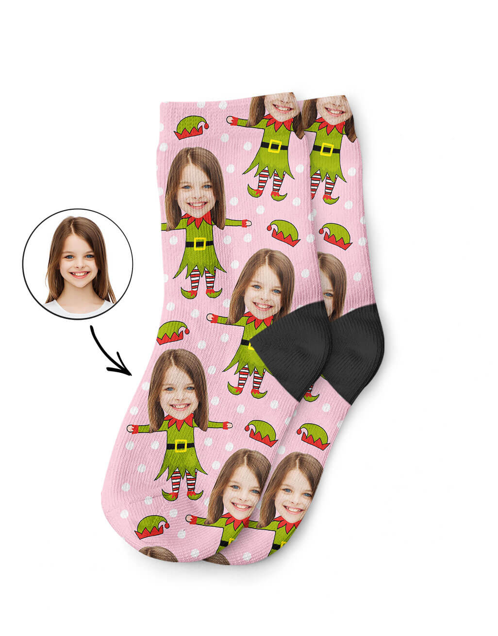 Custom Elf Face Kids Socks