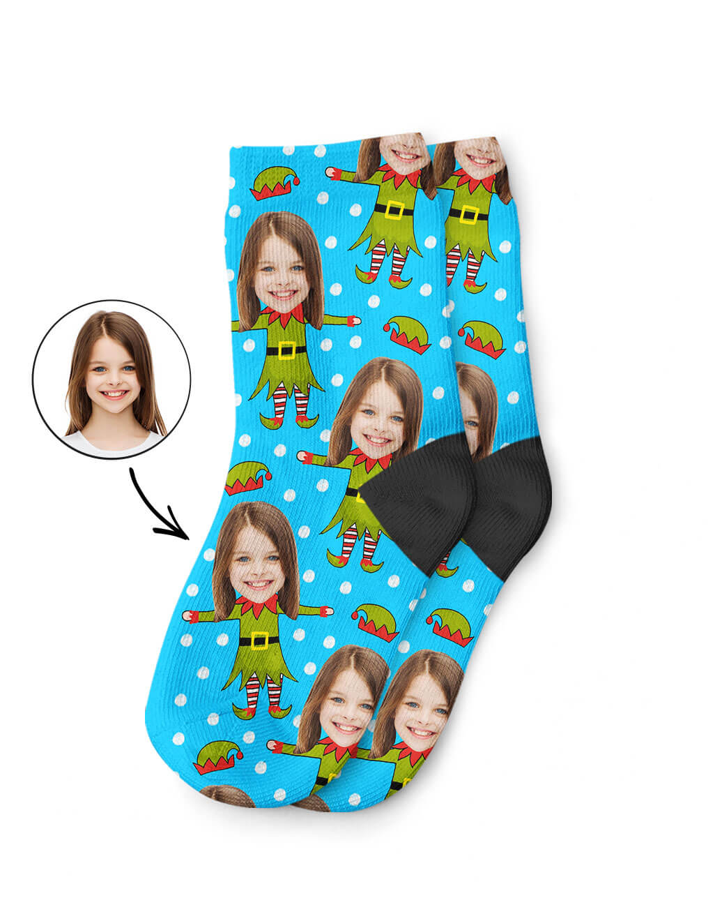 Elf Face Kids Photo Socks