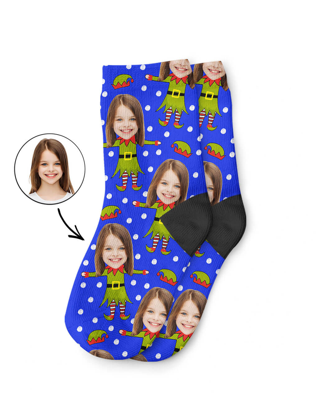 Customised Elf Face Kids Socks