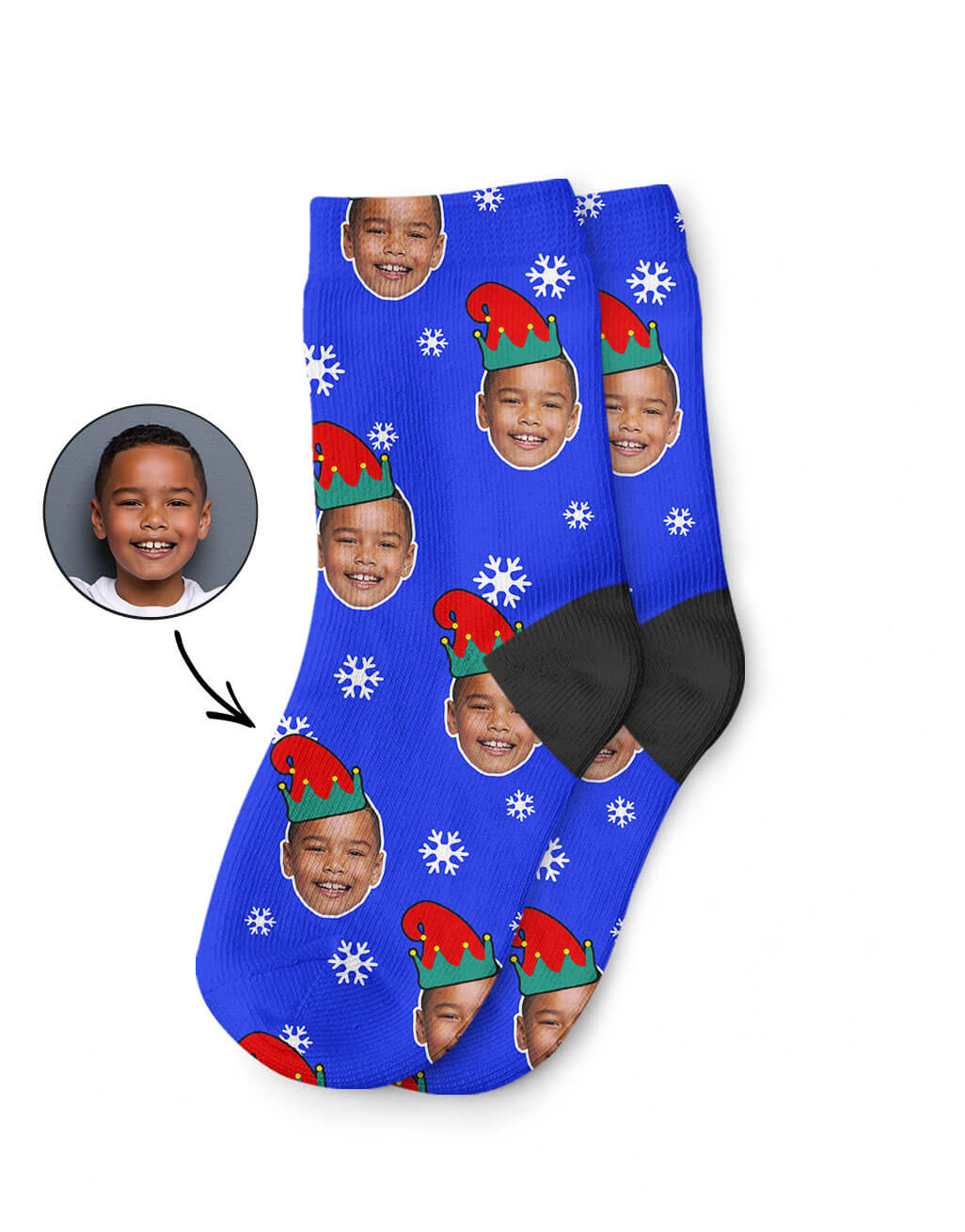 Elf Me Kids Face Socks Gift