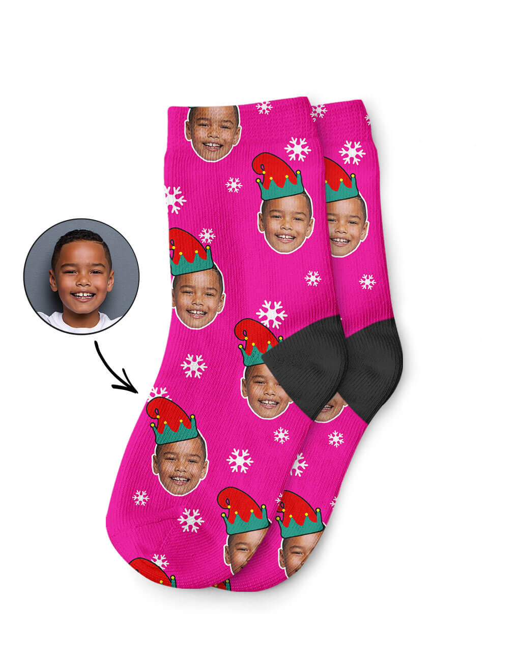 Elf Me Kids Socks With Their Face On Them