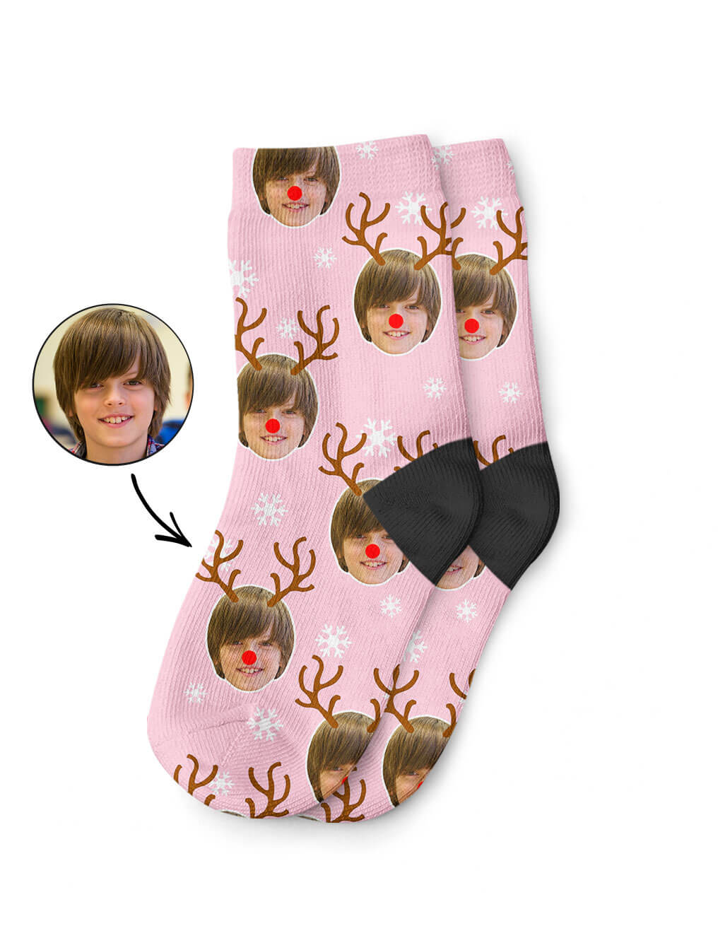 Reindeer Kids Face Socks