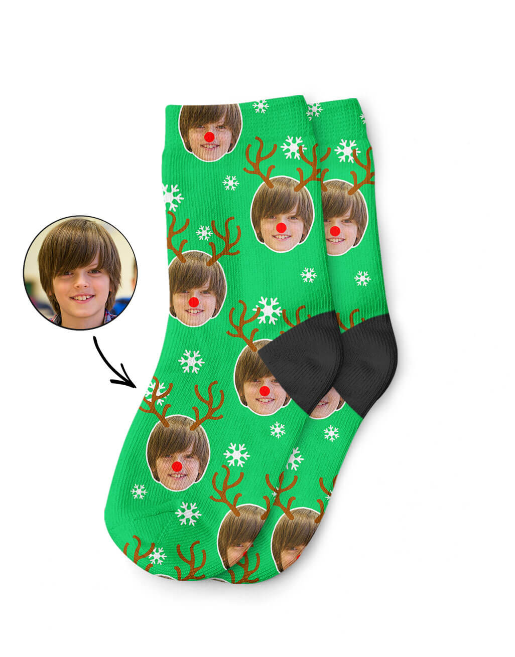 Reindeer Kids Socks With Face On