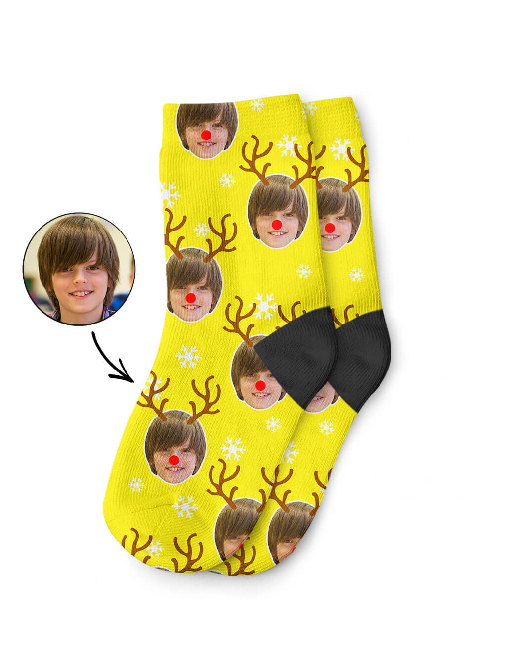 My Photo On Reindeer Kids Socks