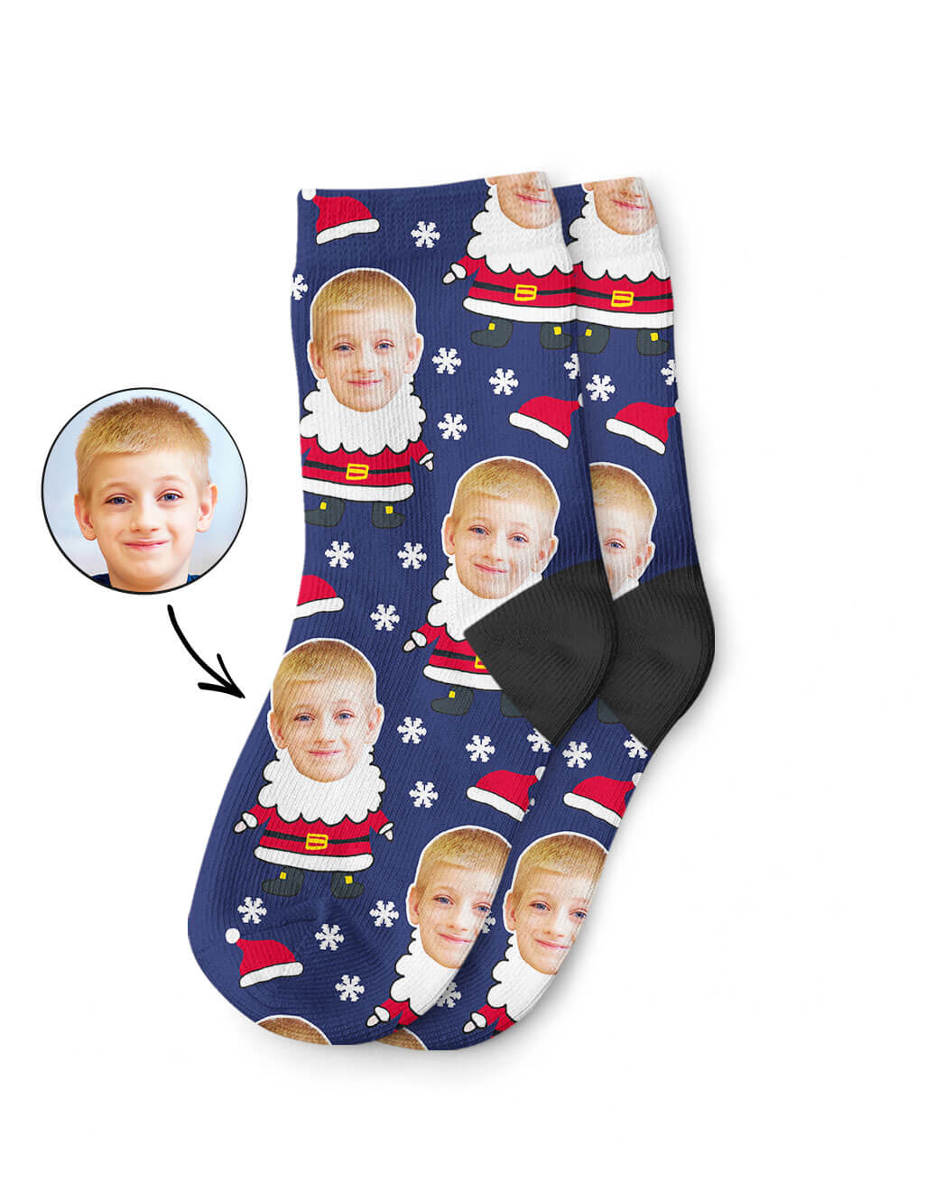 Santa Kids Face Socks