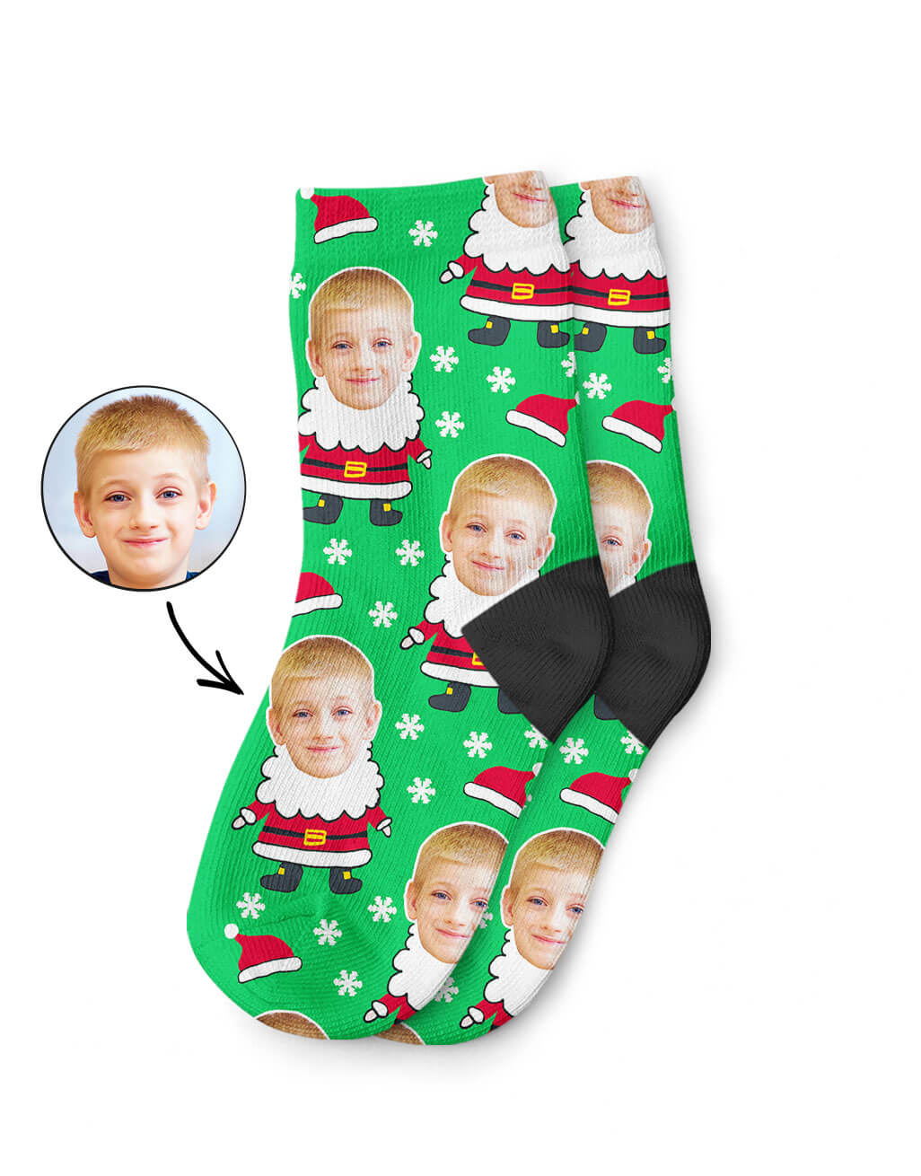 Santa Kids Socks With Their Face On