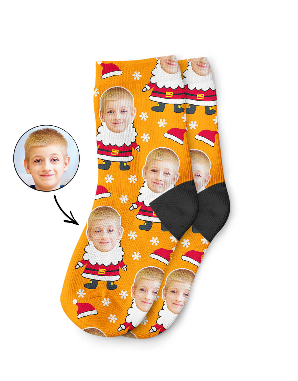 Santa Kids Socks With Their Photo On