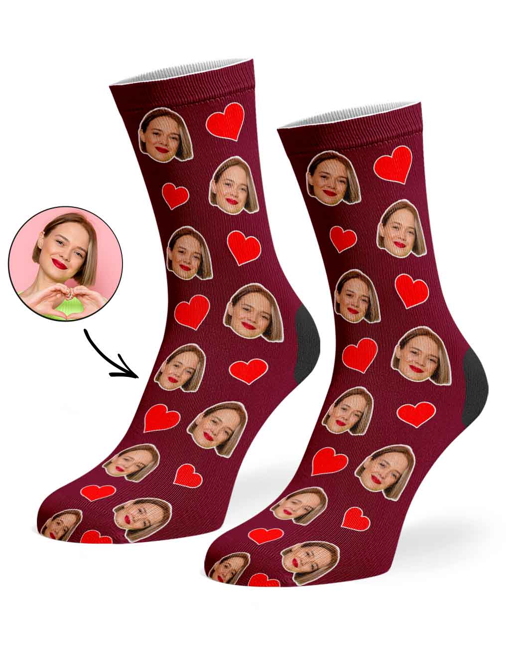 Face Hearts Custom Socks