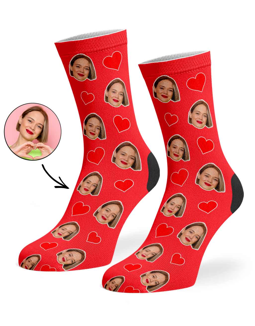 Face Hearts Custom Socks