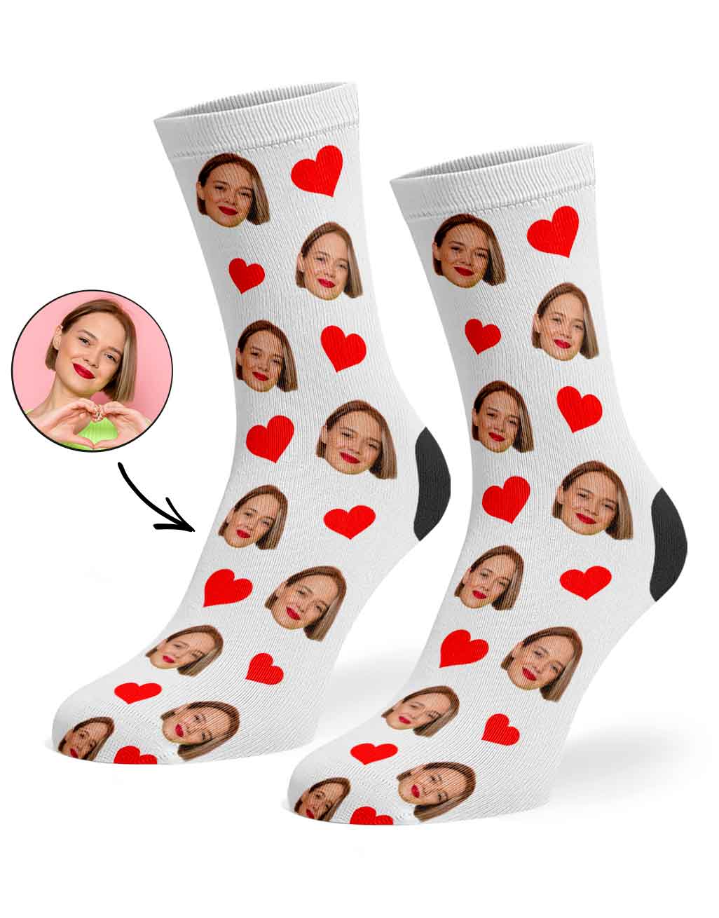 Face Hearts Custom Socks