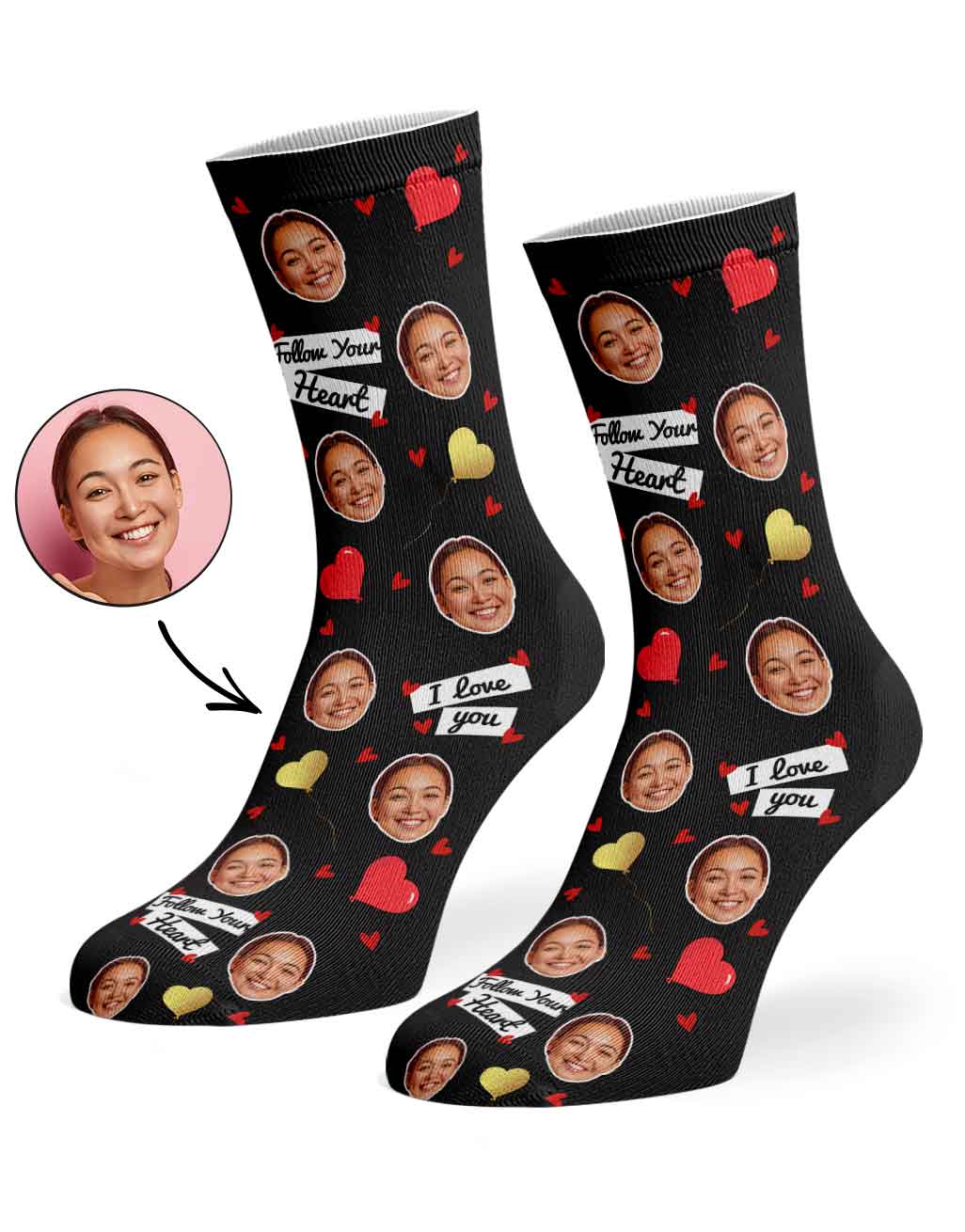 Follow Your Heart Custom Socks