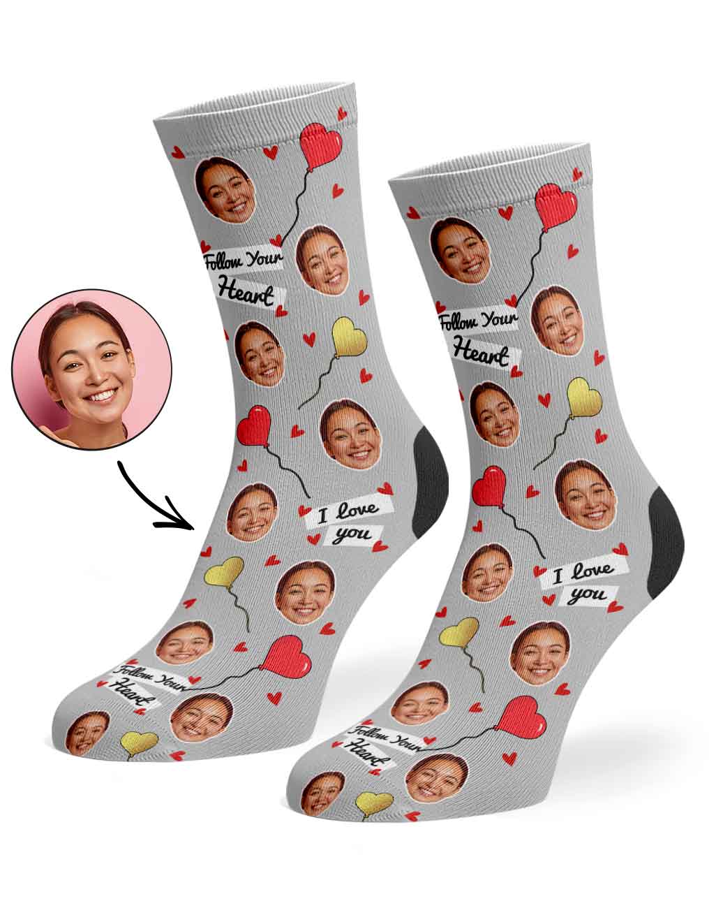 Follow Your Heart Custom Socks