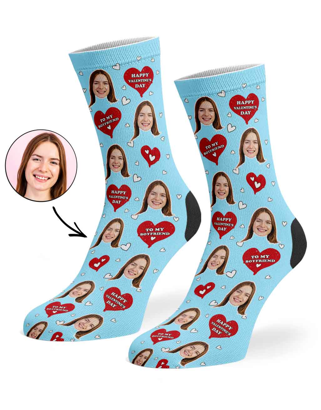 Happy Valentines Boyfriend Custom Socks