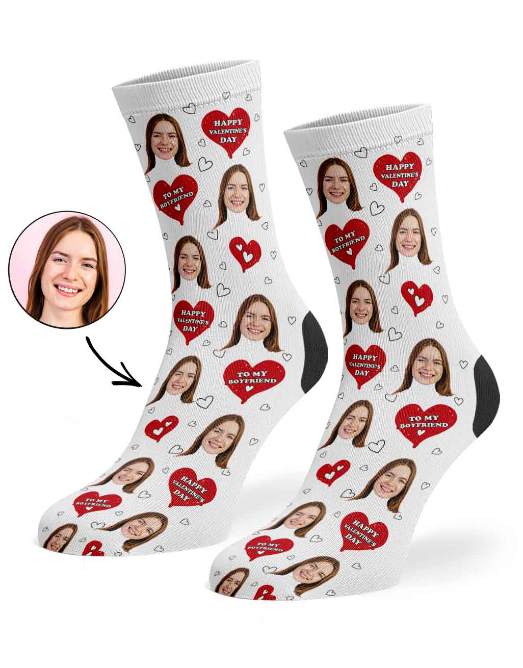 Happy Valentines Boyfriend Custom Socks