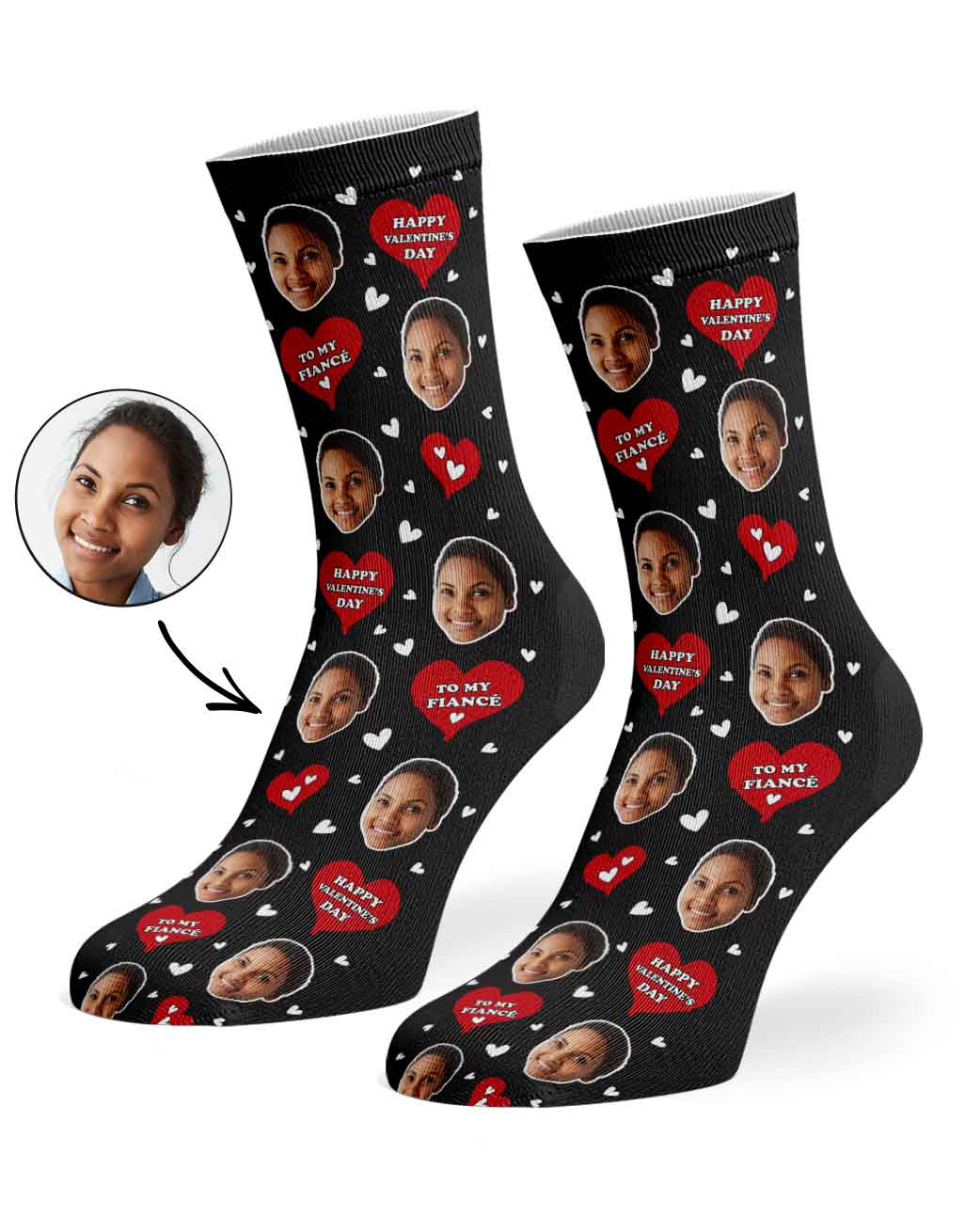 Happy Valentines Fiance Custom Socks