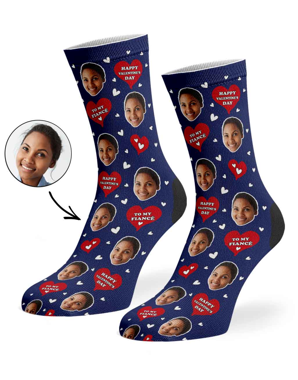 Happy Valentines Fiance Custom Socks