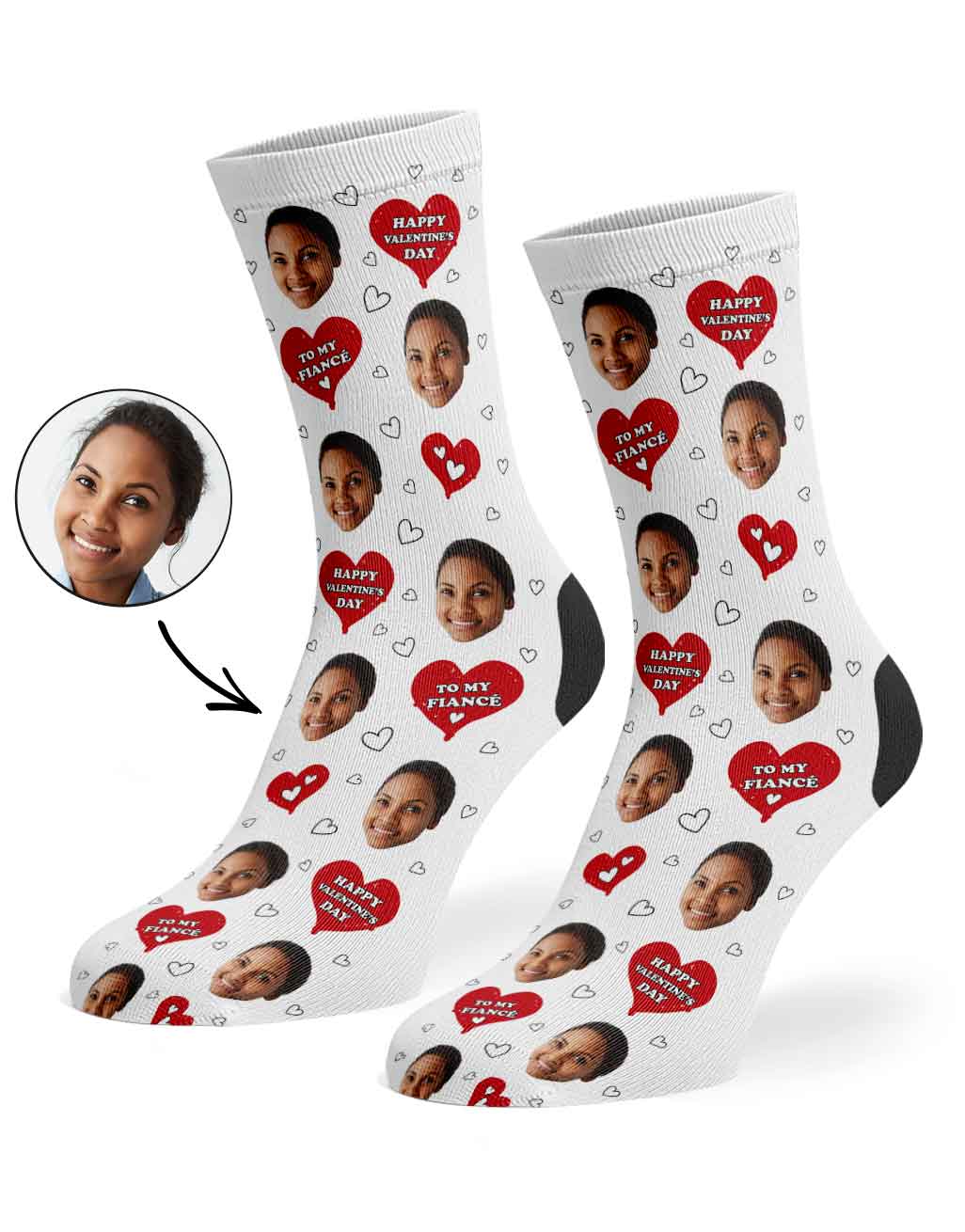 Happy Valentines Fiance Custom Socks