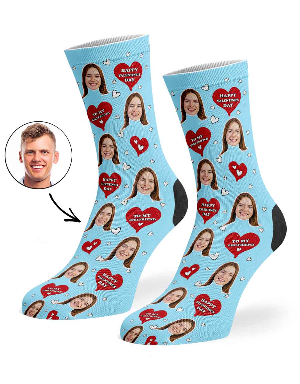 Happy Valentines Girlfriend Custom Socks