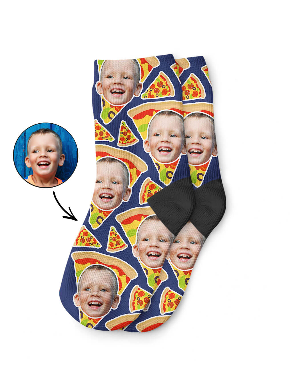 Your Photo On Pizza My Face Kids Socks