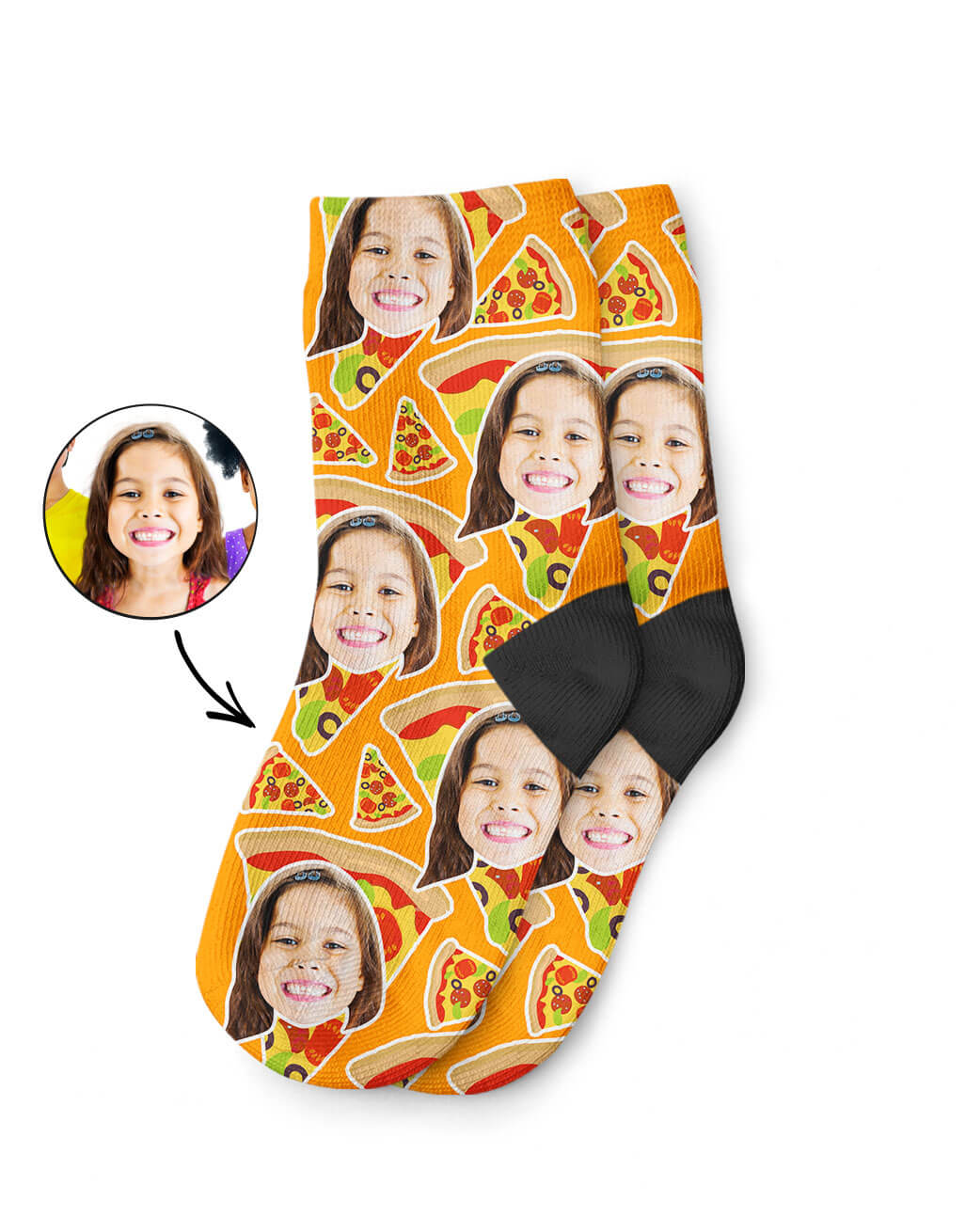 Funny Pizza My Face Kids Socks