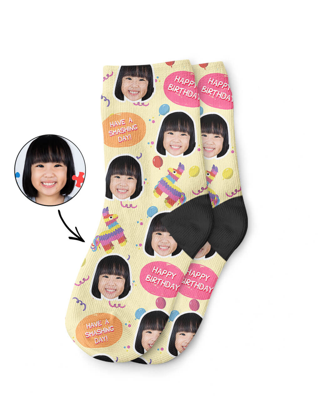 Pinata Birthday Kids Face Socks