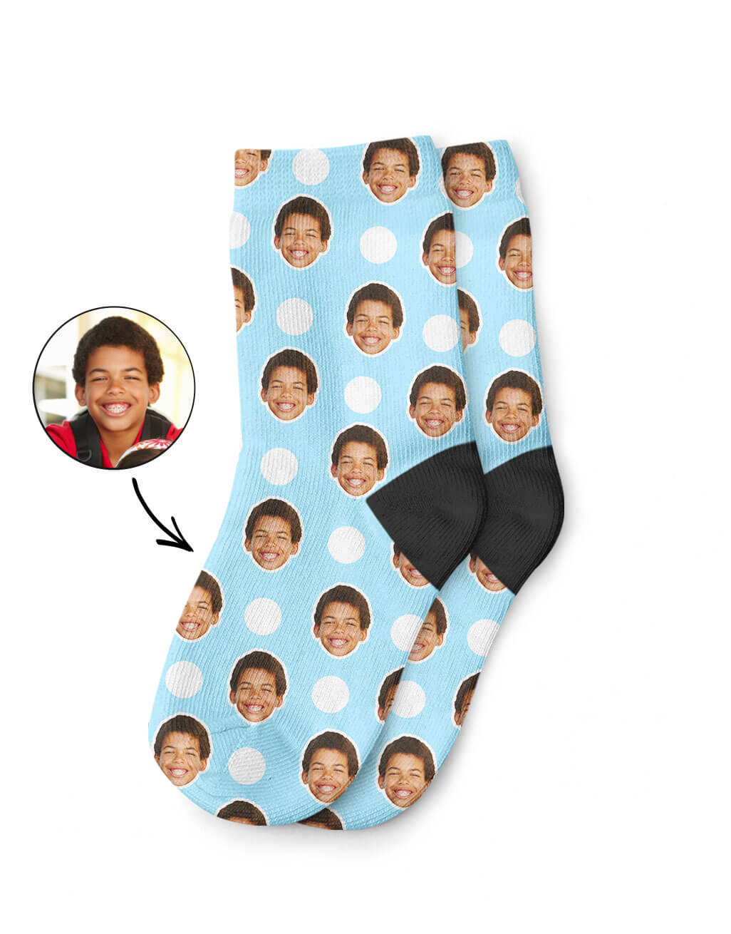 Polka Face Kids Socks With Photo