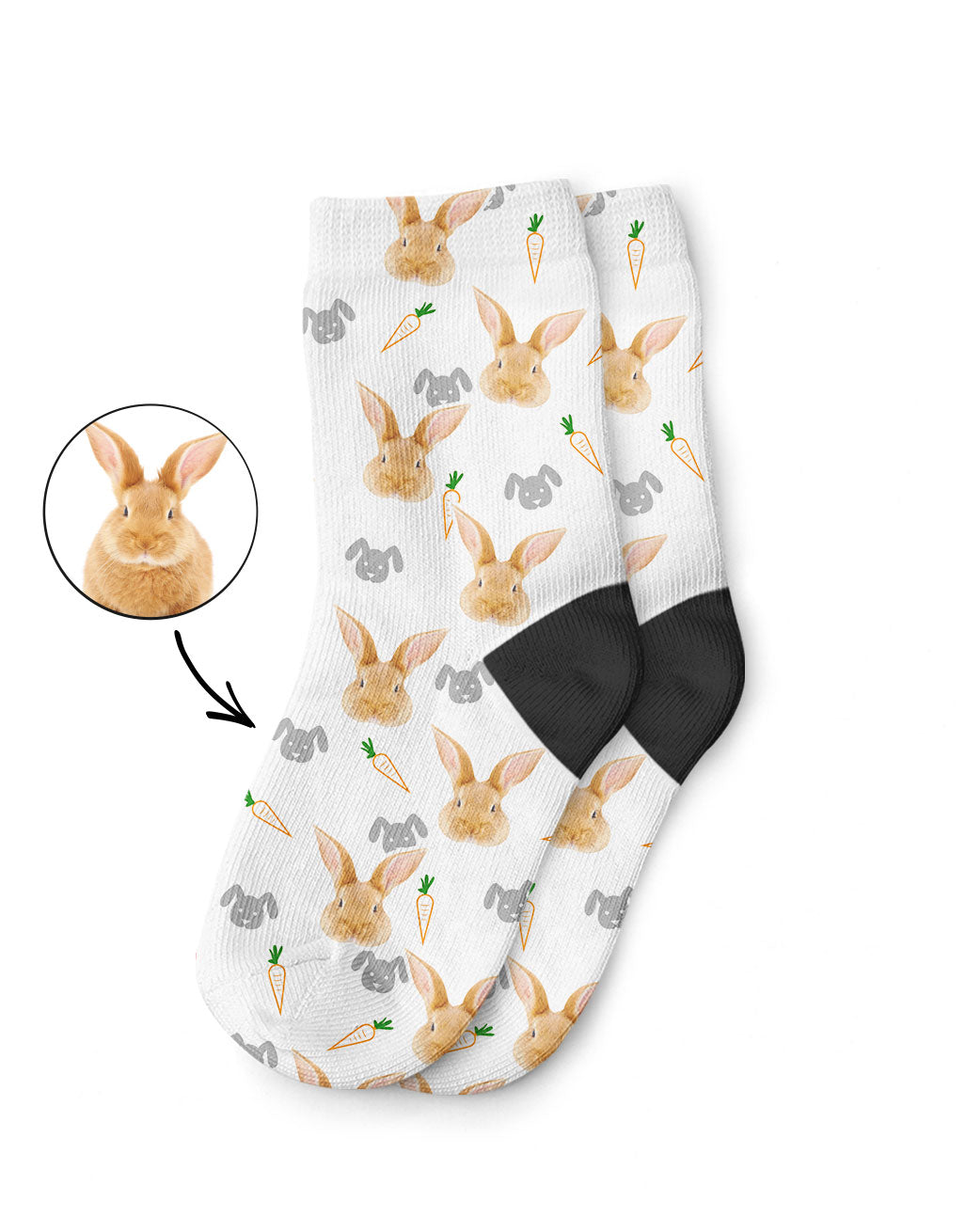 Your Rabbit Photo on Kids Socks