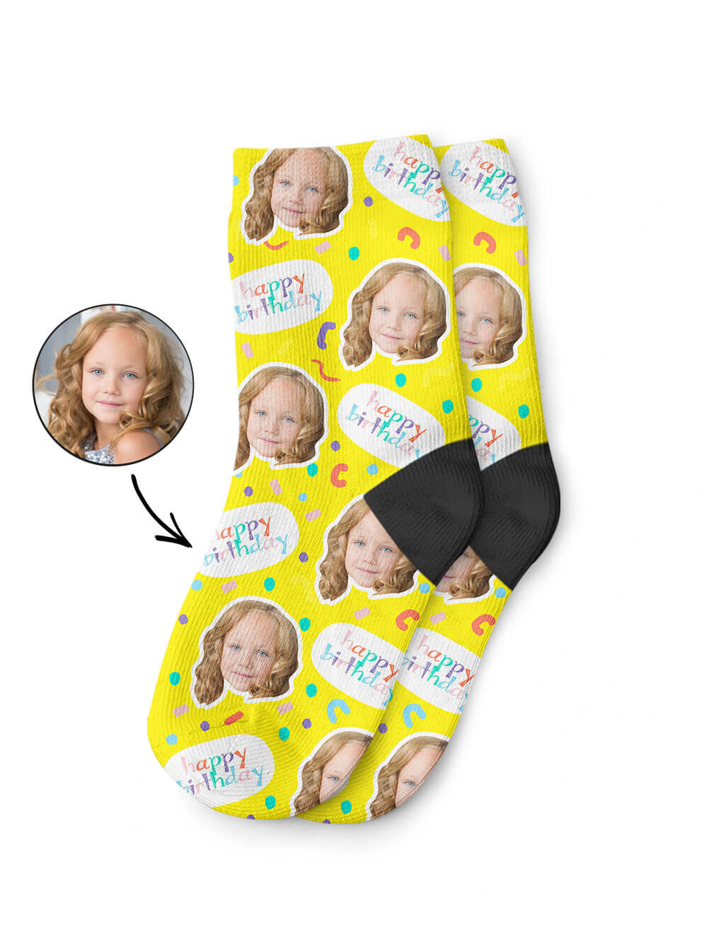 Your Photo On Kids Birthday Face Socks