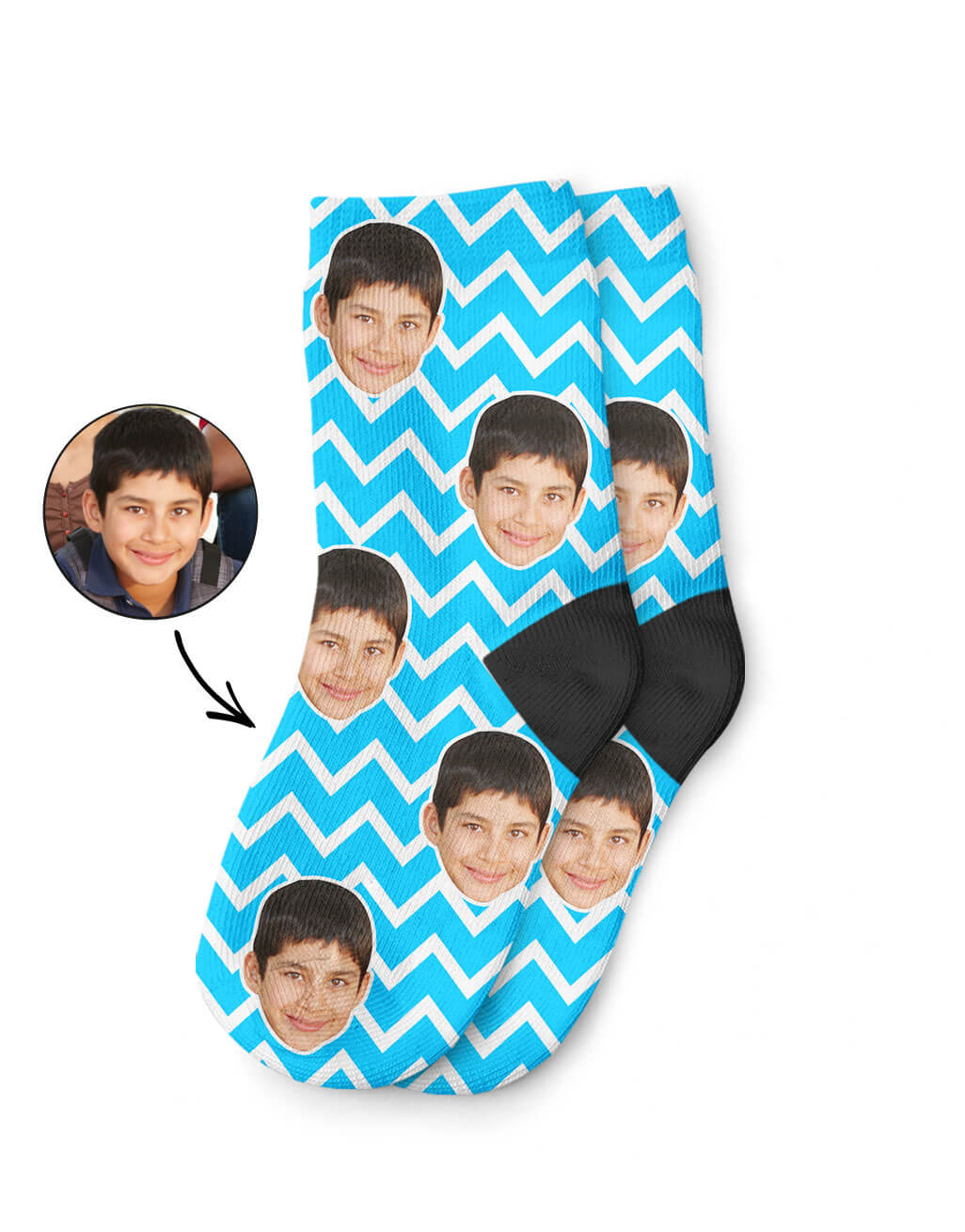 Custom Photo Zig Zag Kids Socks