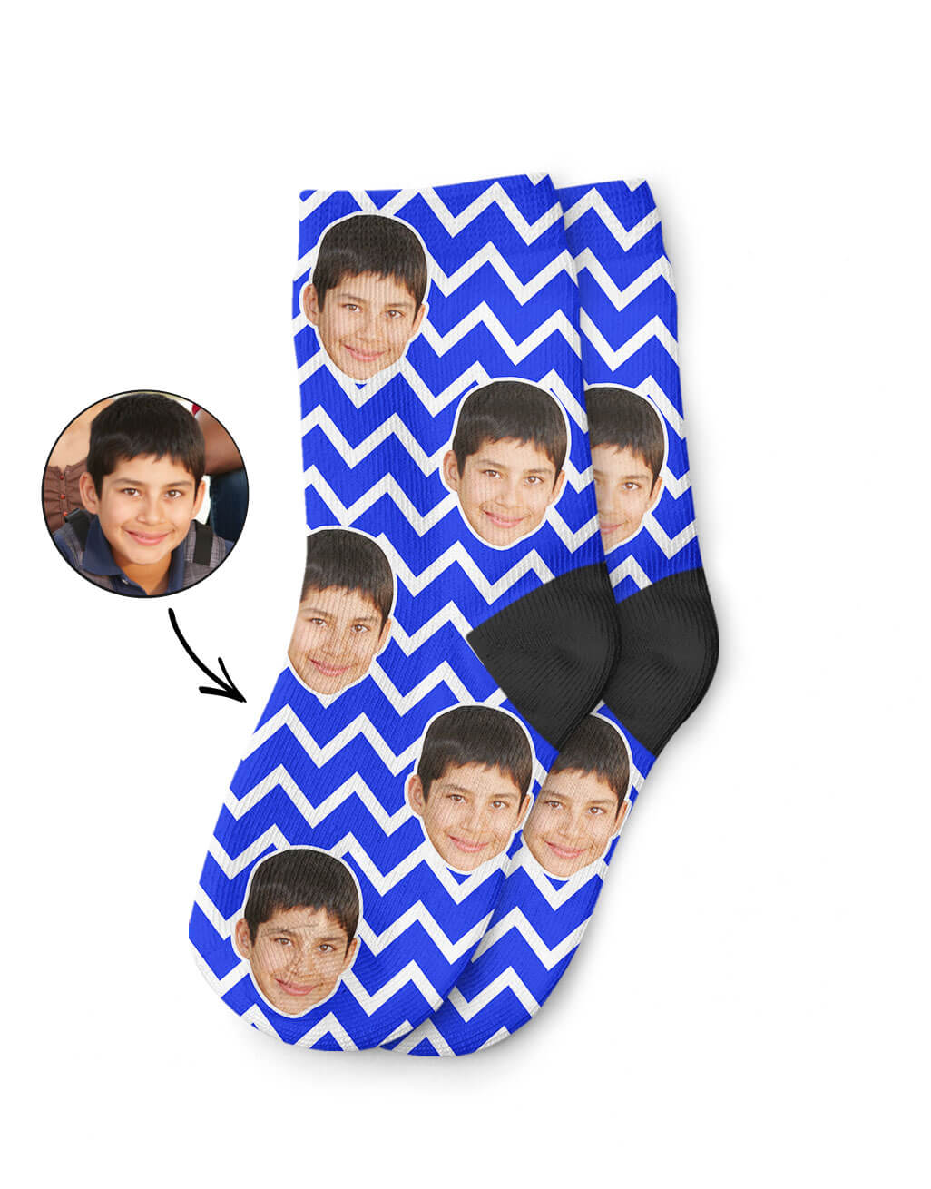 Zig Zag Children's Socks With Photo On