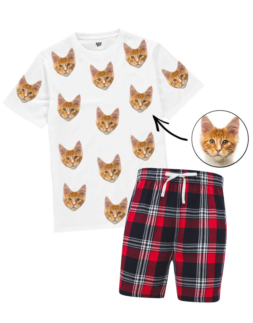 Men's Custom Cat Pajamas - Tartan Shorts