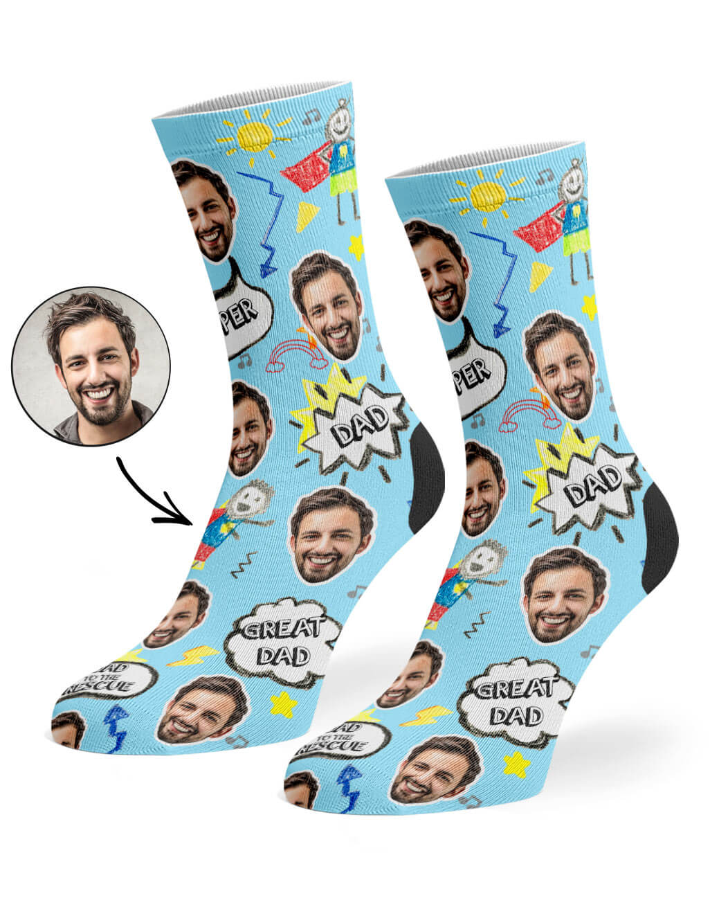 Great Dad Face Custom Socks