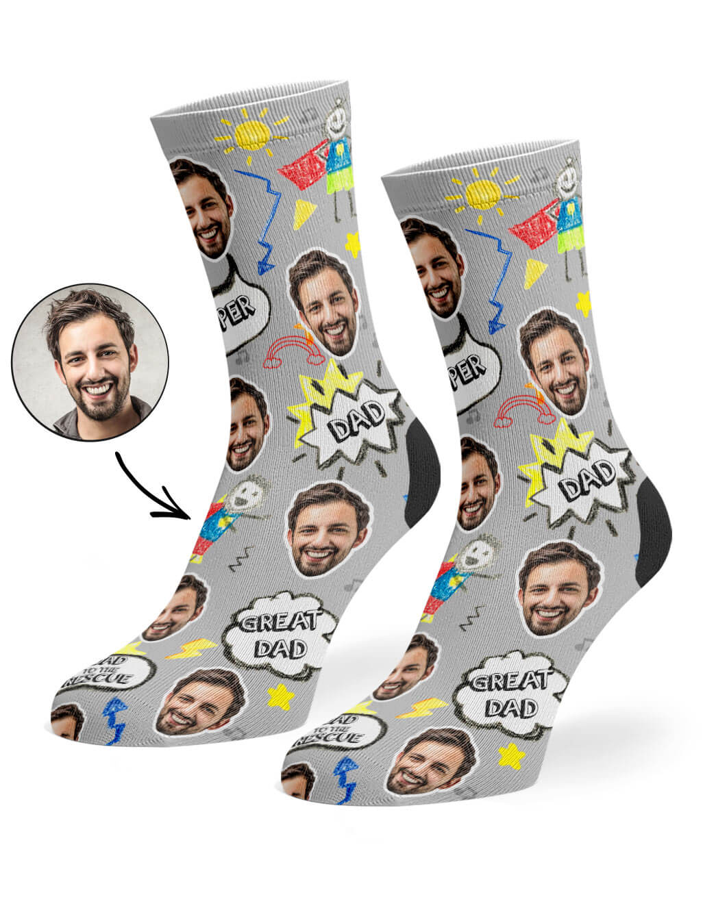 Great Dad Face Custom Socks